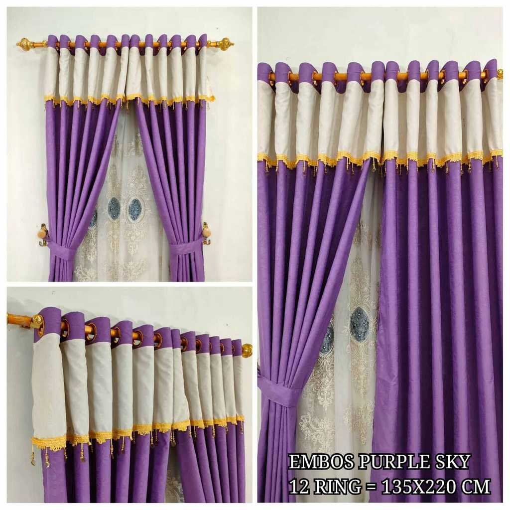 Gorden renda premium embos polos ungu parple sky mewah | gorden premium renda parple