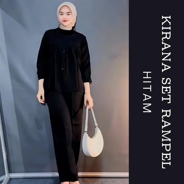 CLOTIVA Kirana One Set Shakila - Setelan Wanita Baju Celana Kantong Katun Muslim Panjang Dewasa