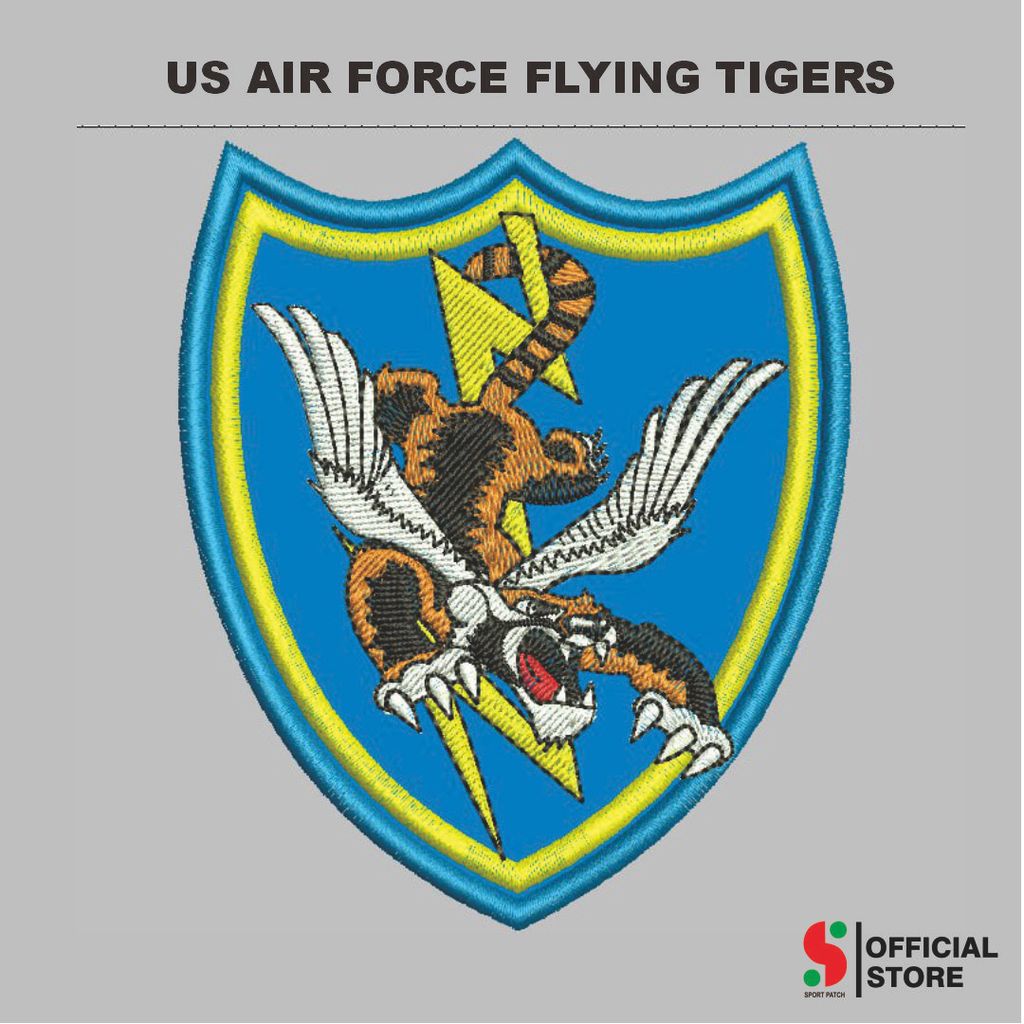 SPORT-748 PATCH US AIR FORCE FLYING TIGERS BORDIR LOGO KOMPUTER