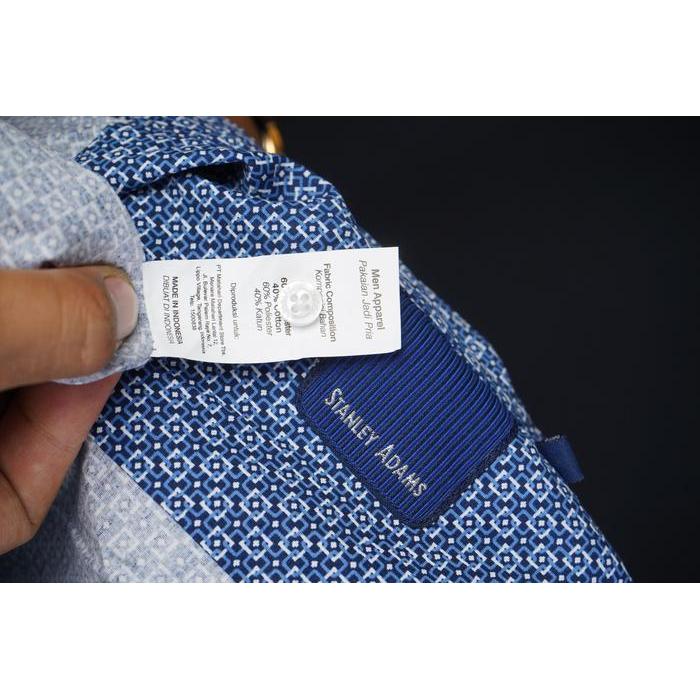 Kemeja Pria Reguler Stanley Adams Lengan Pendek Navy Motif Patern 14