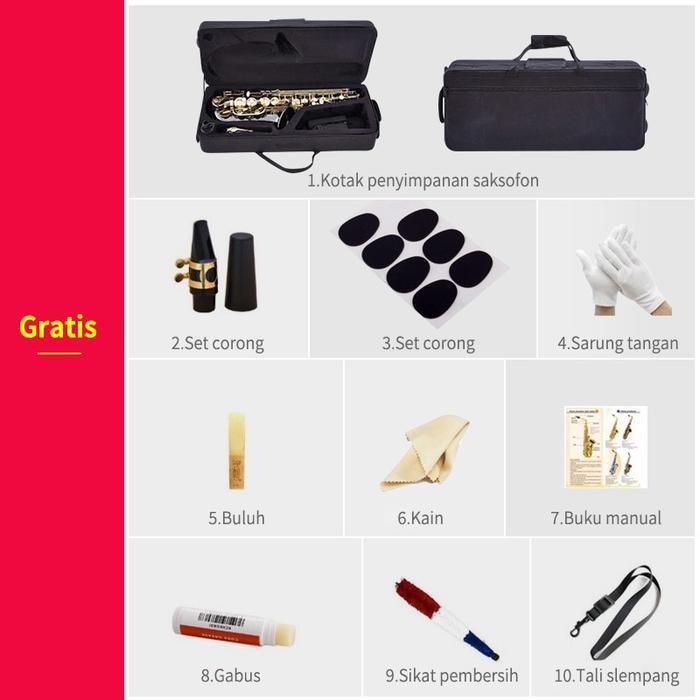 Instrumen Saxophone, Alto Saxophone E Flat, Saxophone untuk Pemula, Alat Musik Tiup Saxophone