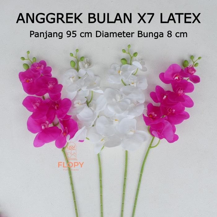 [ 7 Bunga ] Anggrek Bulan X7 Latex/Artificial Anggrek/Anggrek Plastik