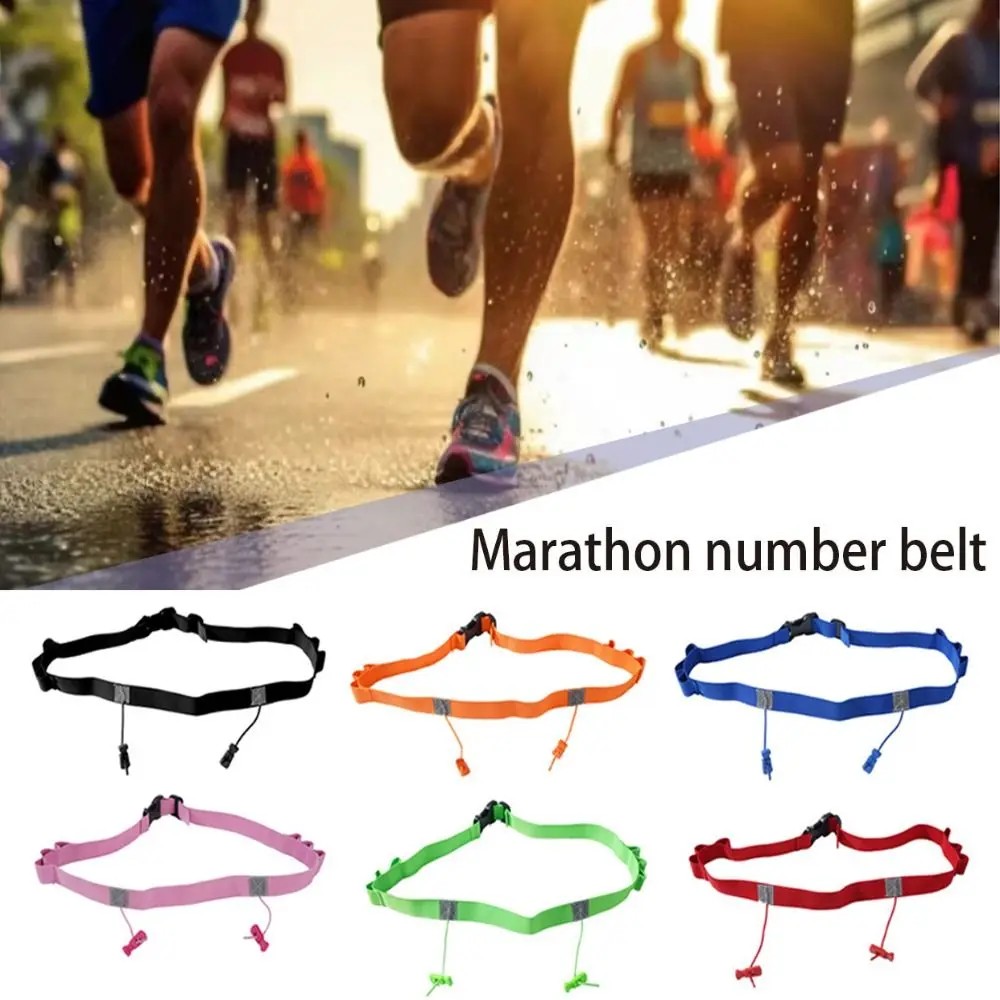 Durable Polyester Running Number Belt Multicolour Unisex Triathlon Waist Belt Adjustable Marathon