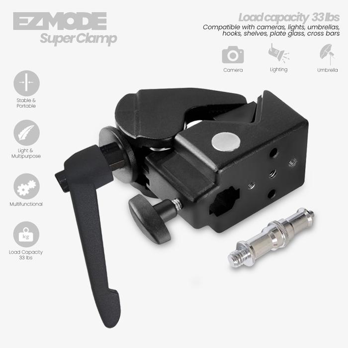 EZMODE Super Clamp with Ratchet Handle for Lighting and Studio Equipment