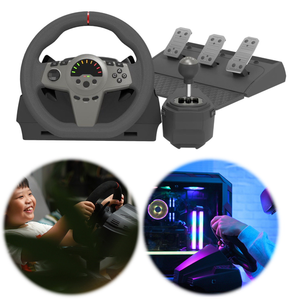 Gaming Steering Wheel with Shifter and Pedal 270 Degree Gaming Racing Wheel Simracing PC Steering