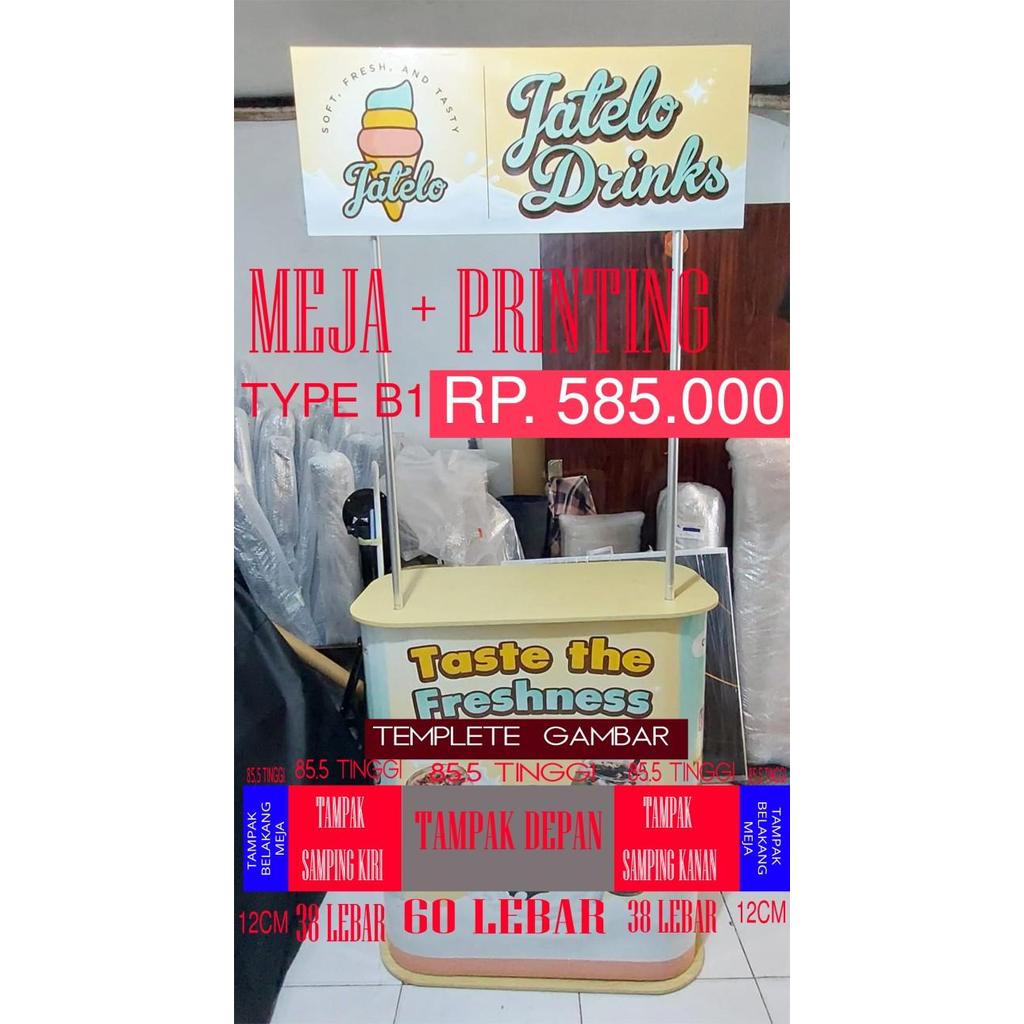 EVENT DESK POLYCOUNTER KAYU WITH HEADER POPUP TABLE POPUP COUNTER/ EVENT DESK STRAHT PLUS STIKER