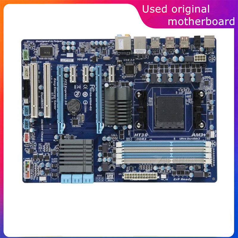 Used AM3+ AM3b For AMD 970 GA-970A-D3 970A-D3 Computer USB3.0 SATA3 Motherboard AM3 DDR3 Desktop Mai