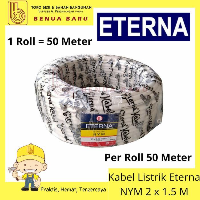 Kabel Listrik NYM 2 x 1.5 mm Putih Eterna Per Roll / Kabel Eterna