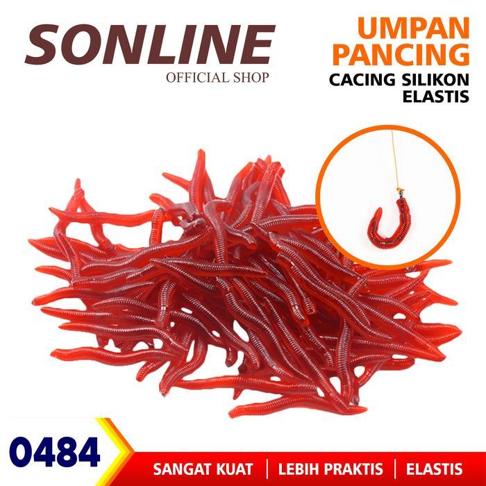 New SONLINE Umpan Cacing Buatan isi 50pcs 3.5cm Worm Cacing Alat Ikan Joran Lure Pancing Laut