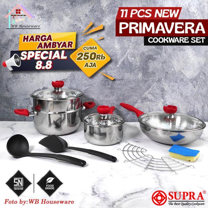 SUPRA New 11pcs Primavera cookware set stainless / Harga Ambyar Special 8.8 PCS PrimaVera Cookware