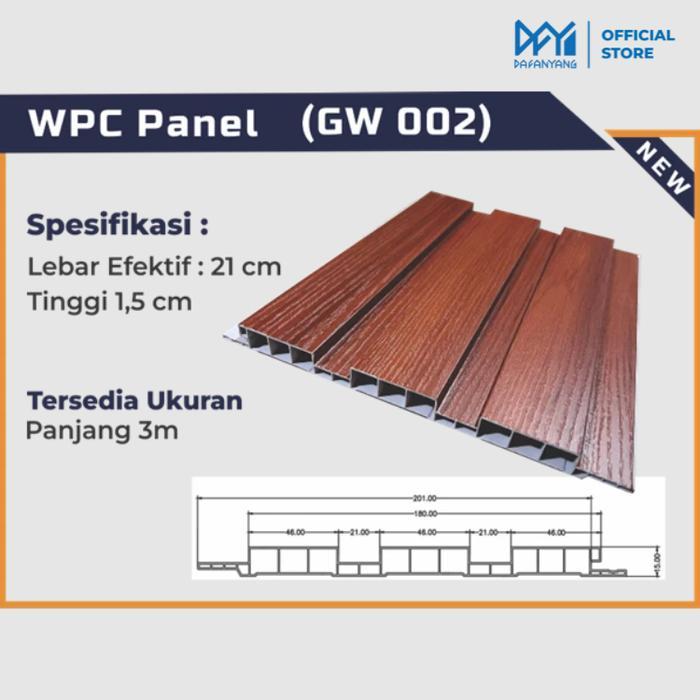 Golden Wood WPC Wall (8 PCS) Panel PVC Kualitas Terbaik 3 Meter*21 cm Dekorasi Dinding Aestetic Anti