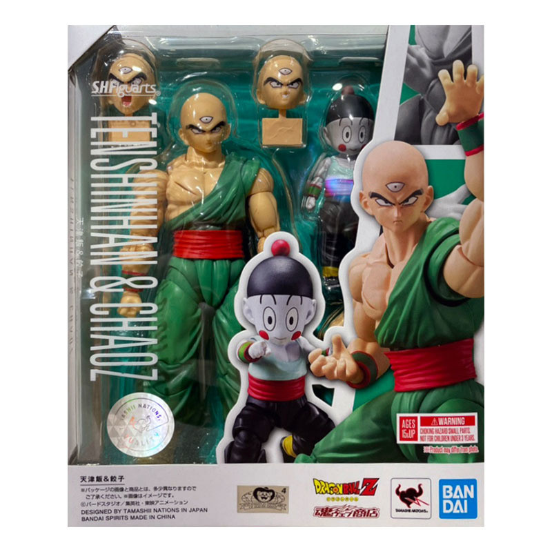 Bandai Dragon Ball Anime Figure SHF Dragon Ball Z Tien Shinhan Chiaotzu Set Genuine Model Anime Acti
