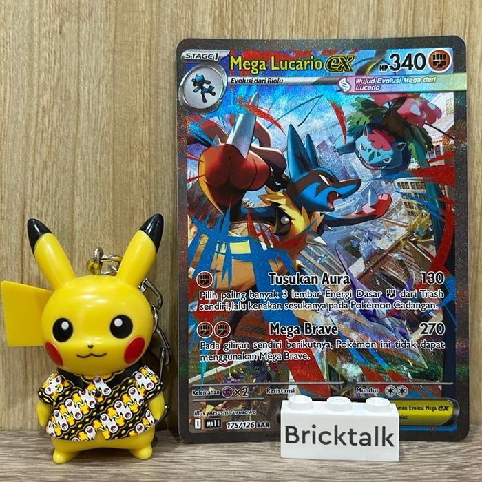 Mega Lucario Ex Ma1 175/126 Sar Kartu Pokemon Tcg Mega Evolusi Trading Card Game Original