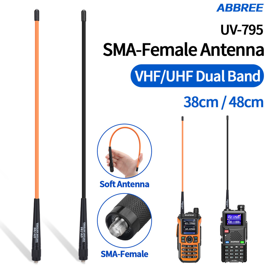 Abbree Uv-795 Walkie Talkie Antenna High Gain Dual Band Sma-Female V/Uhf Antenna For Quansheng K5
