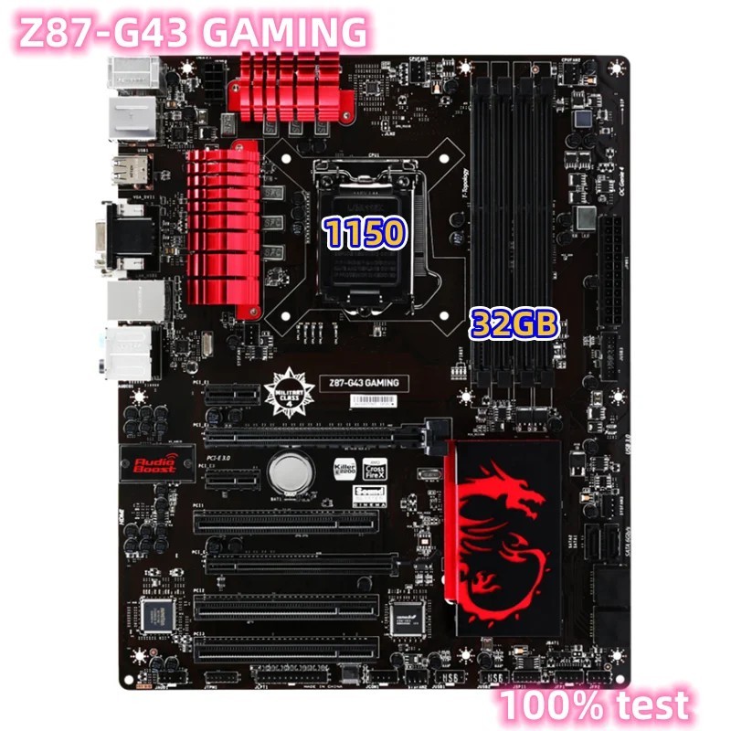 For MSI Z87-G43 GAMING Motherboard 32GB VGA DVI HDMI LGA 1150 DDR3 ATX Z87 Mainboard 100% Tested Ful