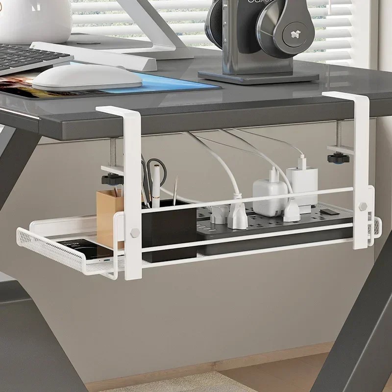 Under Desk Cable Management Tray, No Drill Steel Desk Cable Organizers, Wire Management Tray Cable