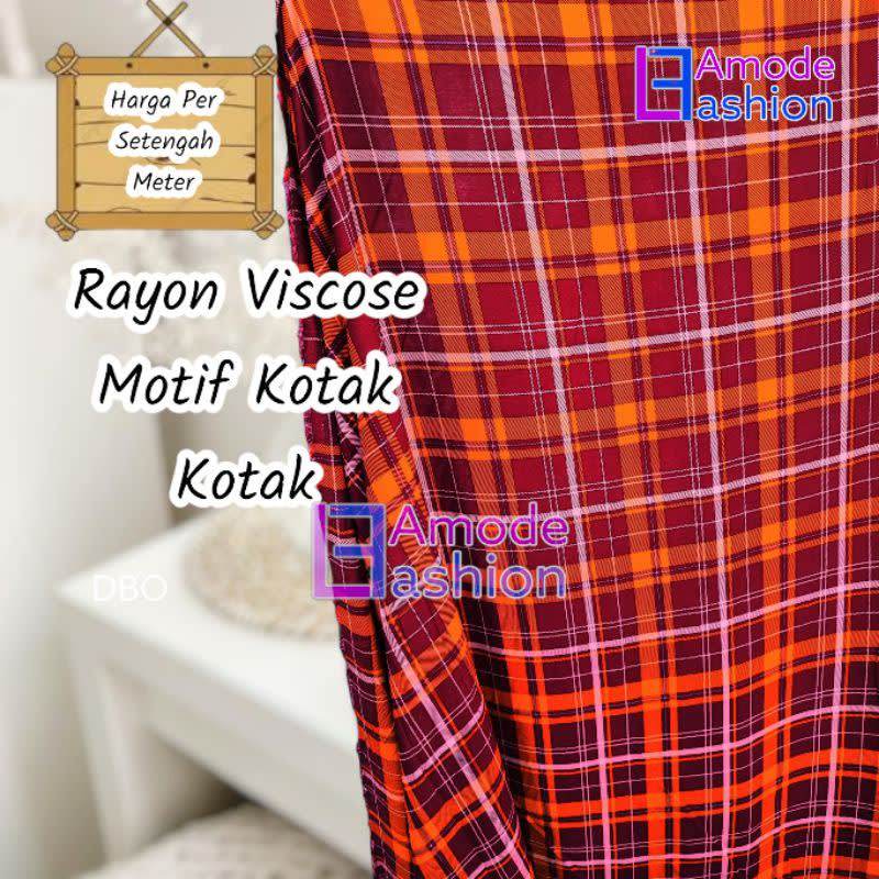 Kain Rayon Viscose Motif Kotak kotak