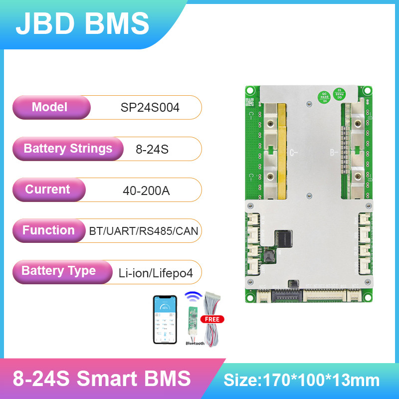 JBD Smart BMS 8S 200A 72V 20S BMS 150A 100A 60A 40A BT BMS Lifepo4 16S 48V 36v 10S 12S 14S 15S 18S
