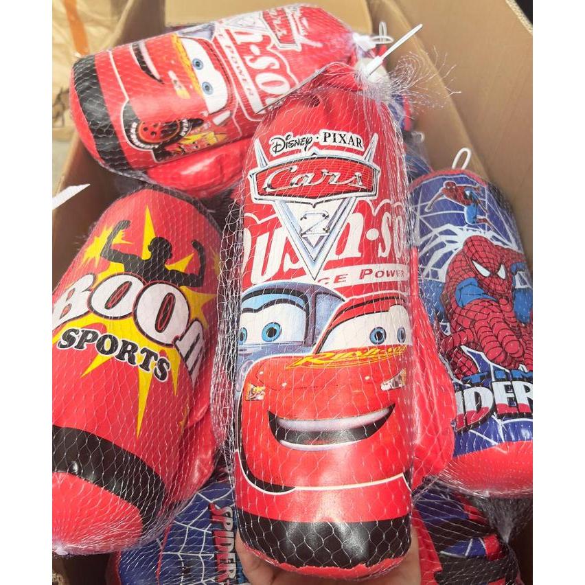 2n5h- Mainan Samsak Tinju Boxing Set Samsak Karakter Spiderman Cars Boom No.9058/ Permainan