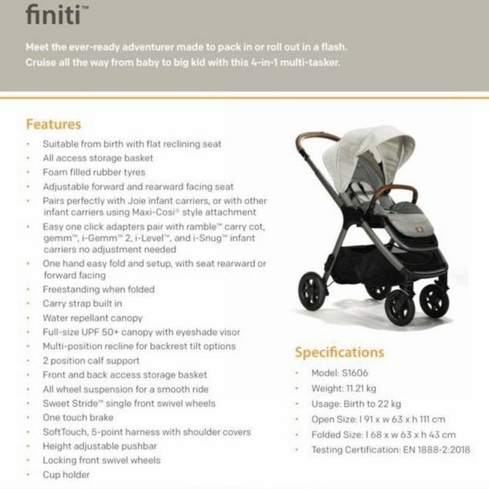 Stroller Joie Signature Finiti Reversible Included Rain Cover