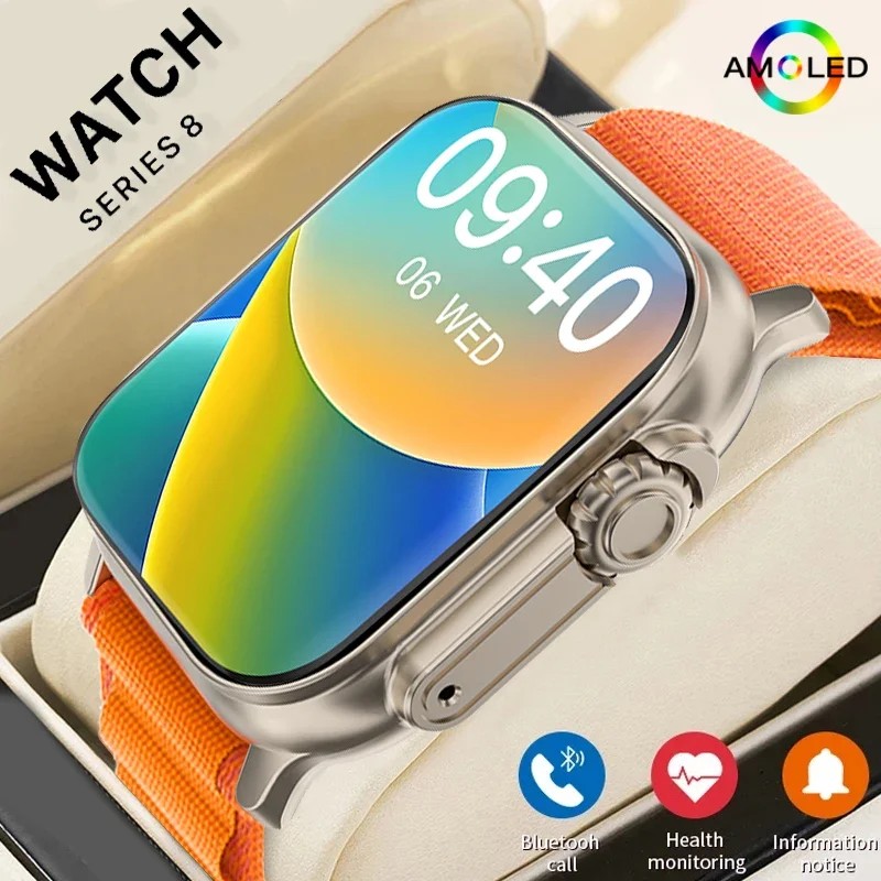 2025 Smart Watch Men 49Mm Series 8 2.3 "Amoled Screen Nfc Compass Waterproof For Apple Watch Iwo