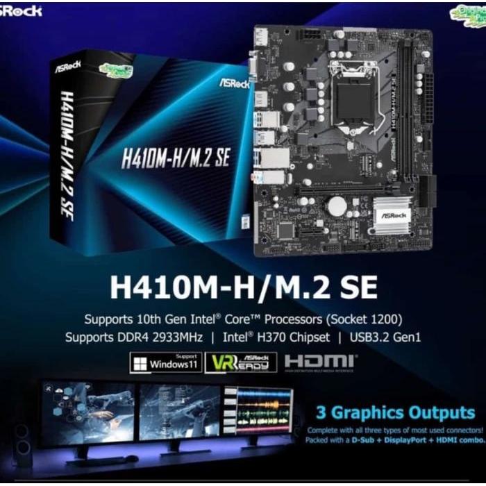 PAKET MOBO ASROCK H410 + PROCESSOR i5 10400F TRAY