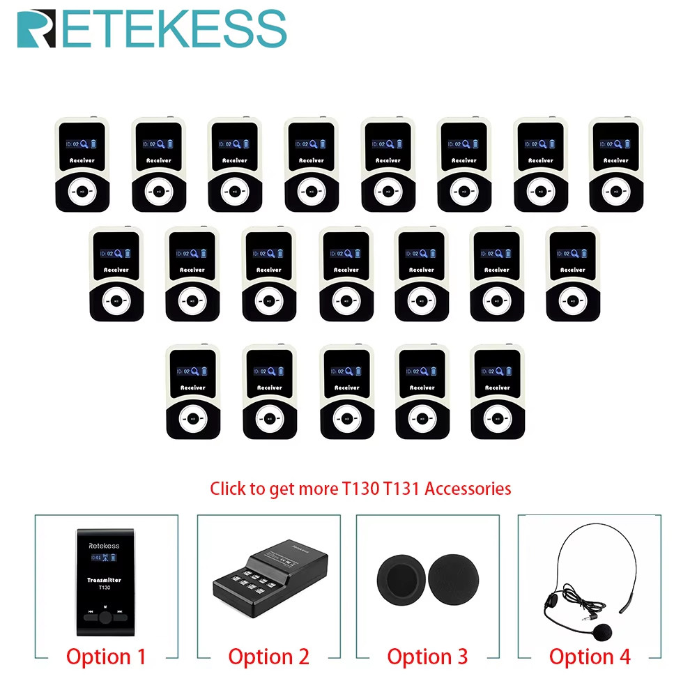 Retekess T130 T131 Tour Guide Accessories Tour Guide Wireless Audio System Wireless Audio