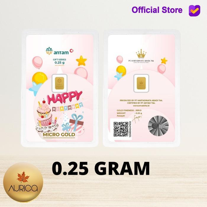 Logam Mulia Micro Gold Antam Hartadinata 0.25Gram Birthday Cake Series