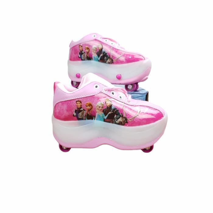 Sepatu Roda Anak Roda 4 Karakter Frozen - Pink