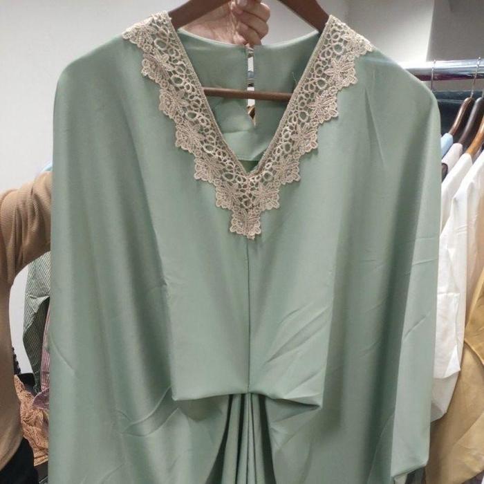 Kaftan Putih Hitam Kyoto Premium Silk Import