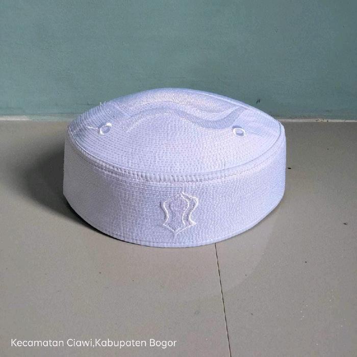 Peci Kopeah Malaysia Terompah Logo/Peci Terompah Bordir Logo/Peci Putih Pria