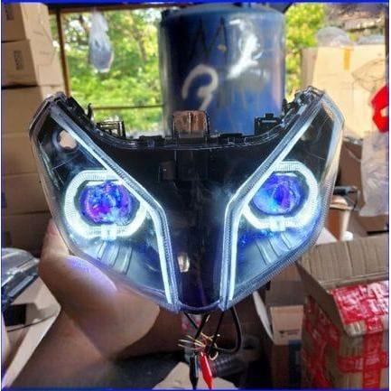 REFLEKTOR LAMPU DEPAN BILED VARIO TECHNO 110 KARBU + ALIS RUNNING 2 MODE SUPER TERANG