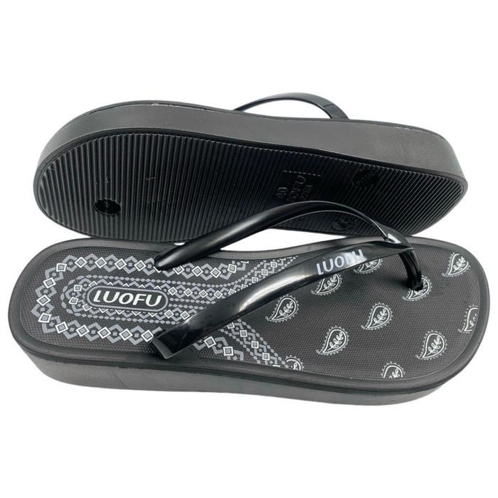 Luofu Sandal Jepit Karet Tatak Daun Wanitra Import F2268-Bre05 (At3)