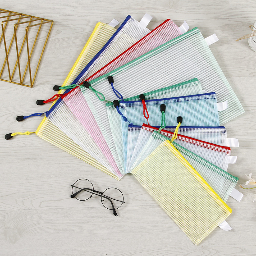 STONEGO A4 / A5 / A6  Waterproof Plastic Zipper Paper File Folder Book Pencil Pen Case Bag File Docu
