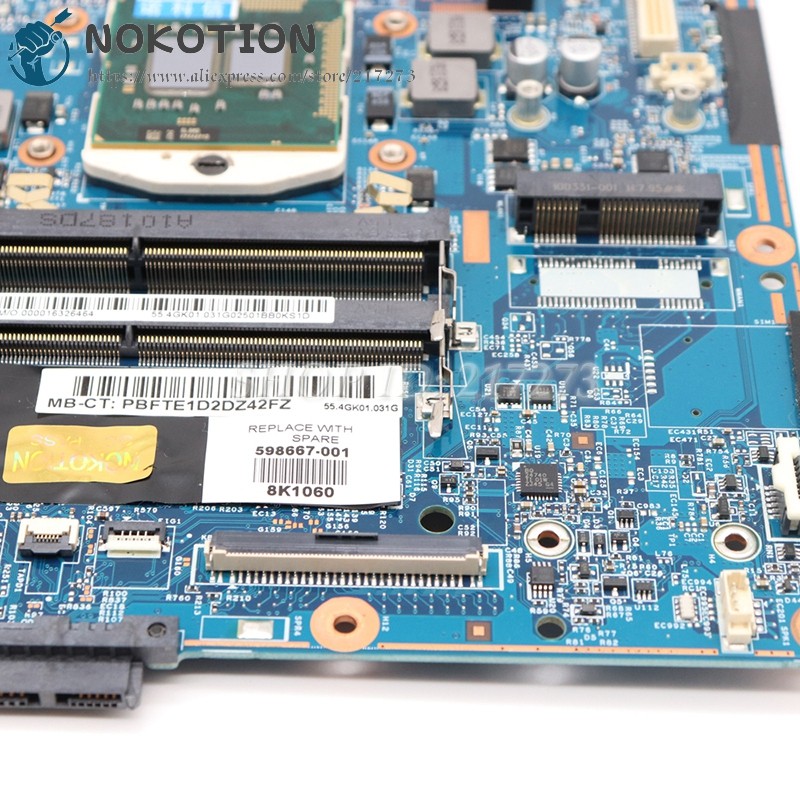 NOKOTION 598667-001 598669-001 For HP ProBook 4520s 4720s Laptop Motherboard HM57 DDR3 H9265-2 48.4G