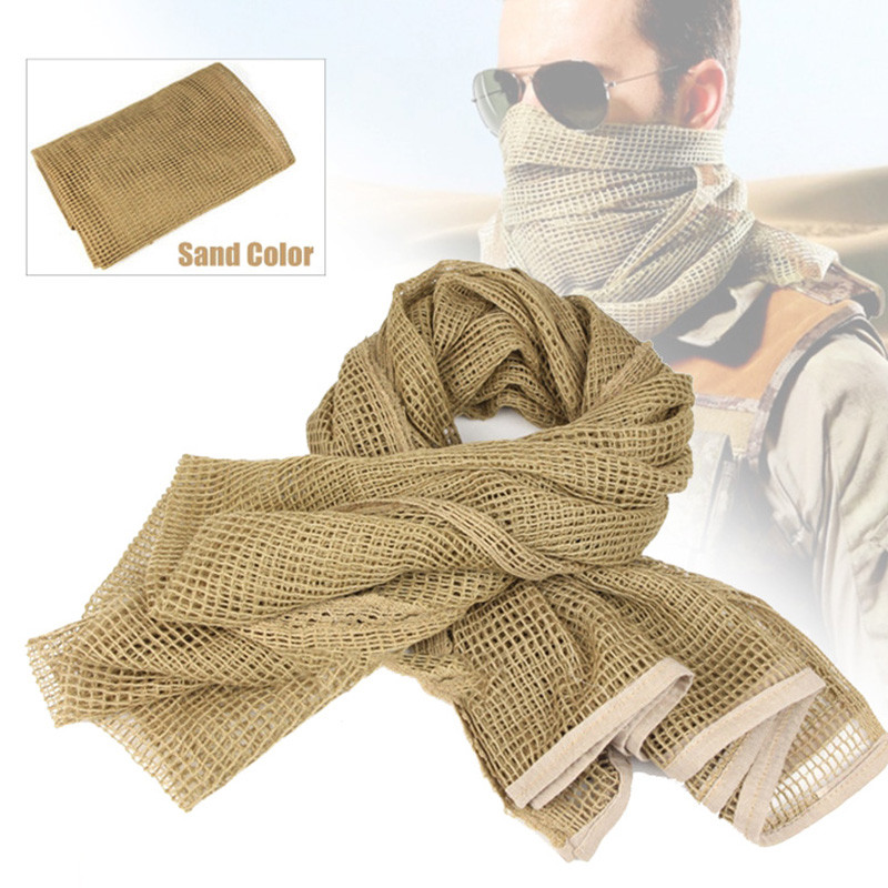 Sniper Veil Tactical Neck Scarves Mesh Camo Scarf Desert Shemagh Camouflage Netting for Outdoor