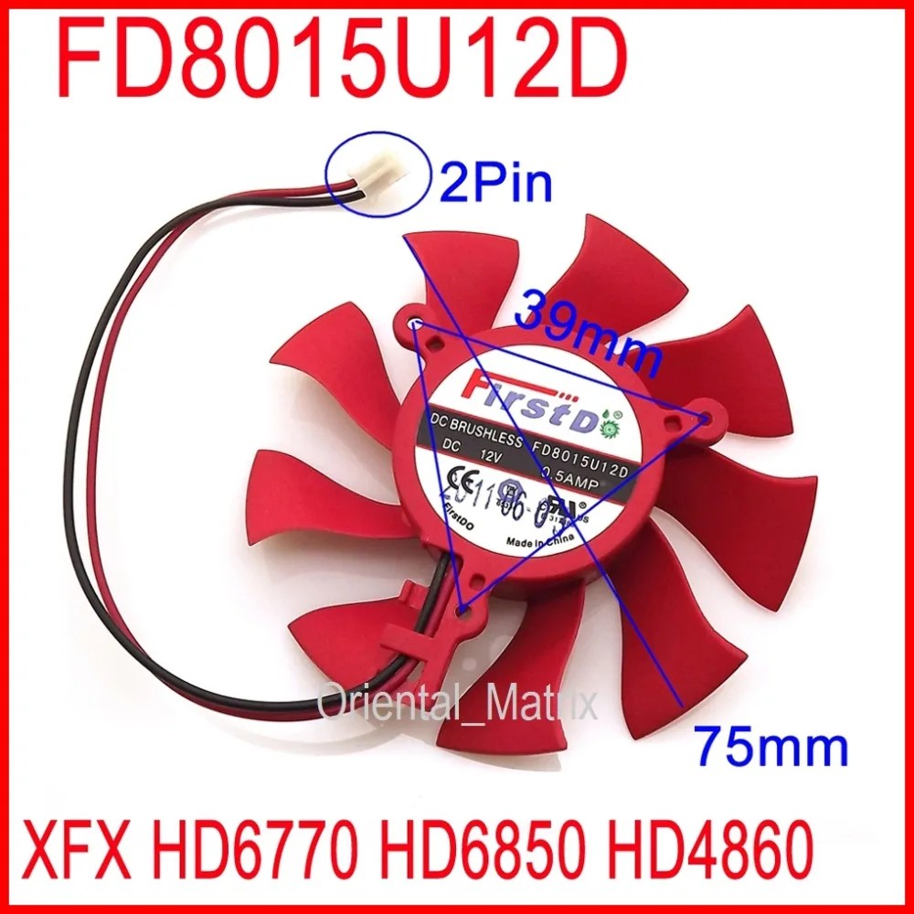 FD8015U12D DC12V 0.5A 75mm 39x39x39mm For AMD HD6850 HD4860 HD6770 Graphics Card Cooler Cooling Fan
