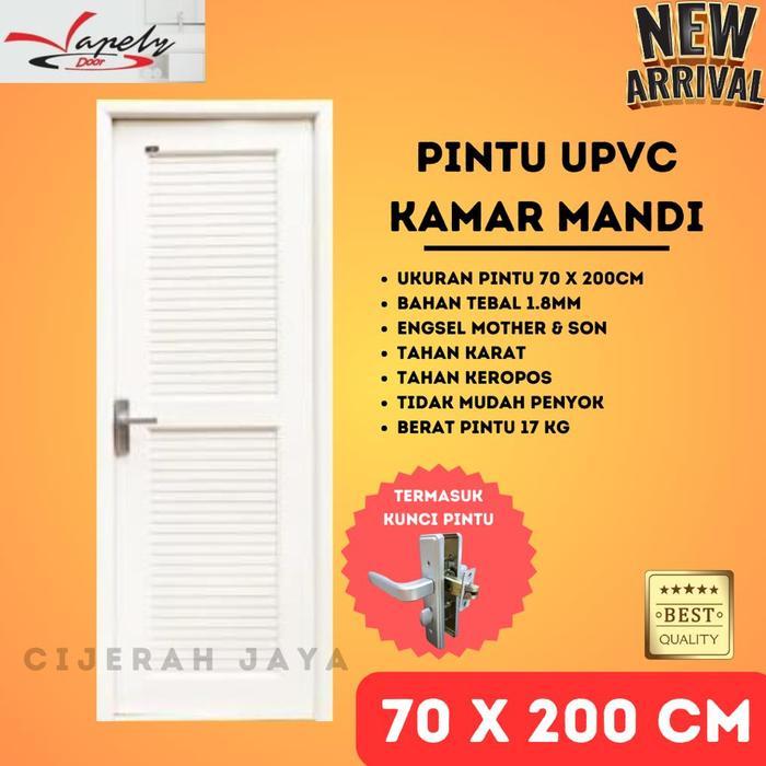 PINTU UPVC KACA SAMPING ICEPOL 70 X 200 UPVC KAMAR MANDI+KUSEN+HANDLE