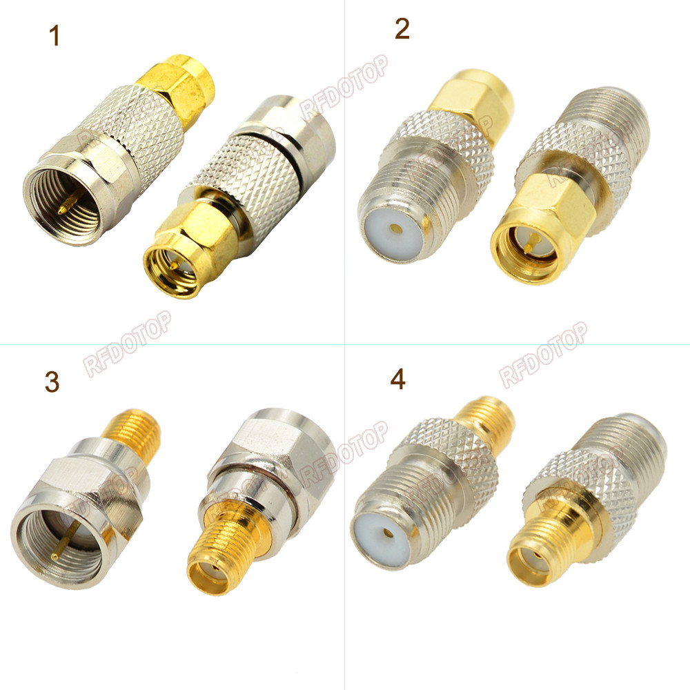 2Pcs/Lot Sma To F Male/Female Straight Connector Rp-Sma To F Type Adapter Rf Coaxial Connector Brass