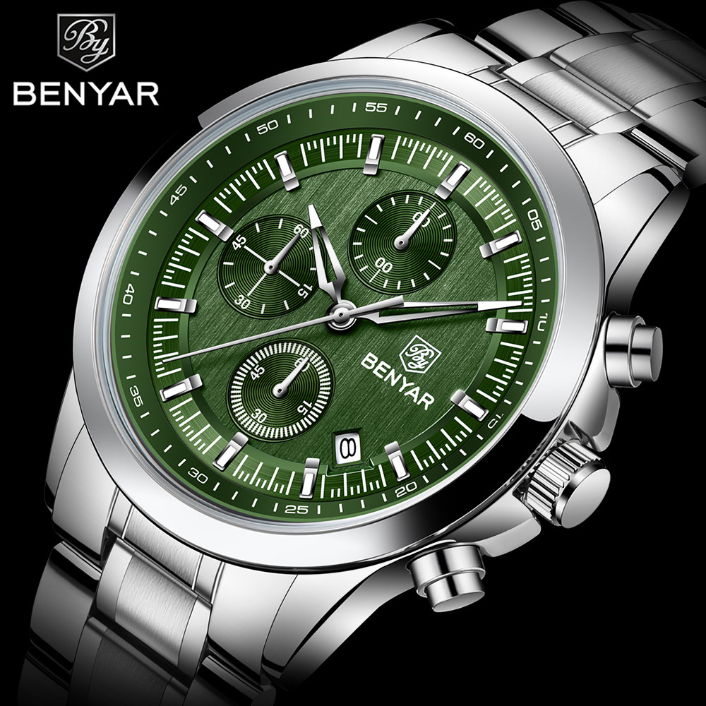 BENYAR 2024 New 40MM Men's Quartz Watch 50M Waterproof Automatic Diving Watch Luxury Fashion Men's
