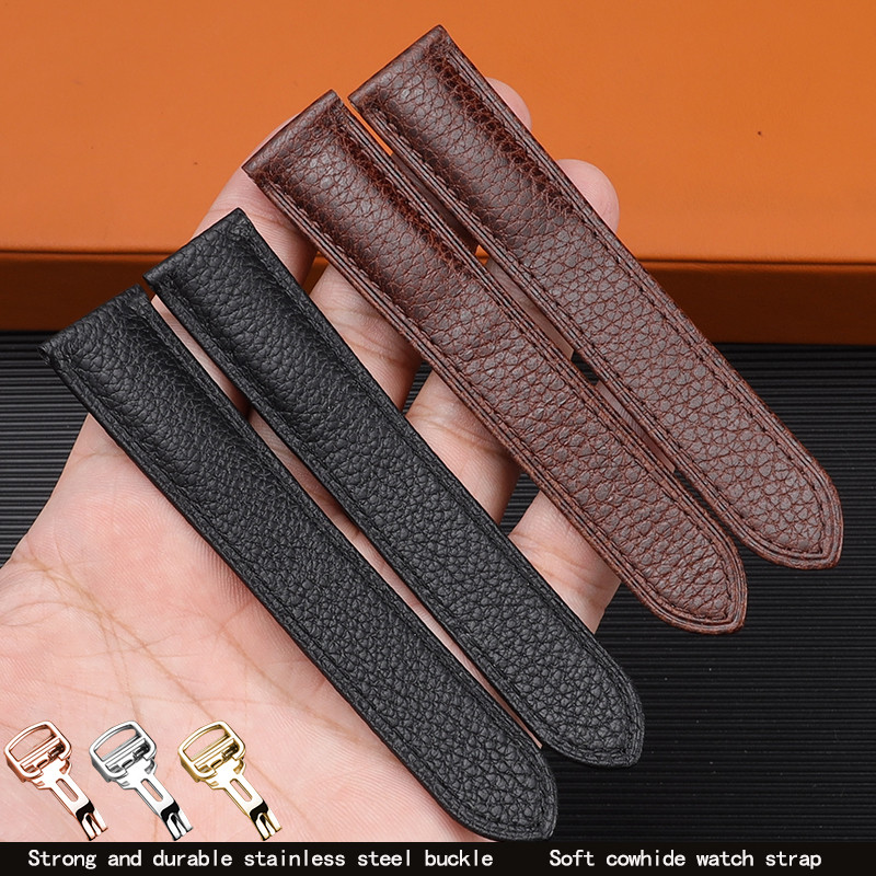 Compatible with Cartier genuine leather watch straps for men's Tank London and women's Ronde Solo,