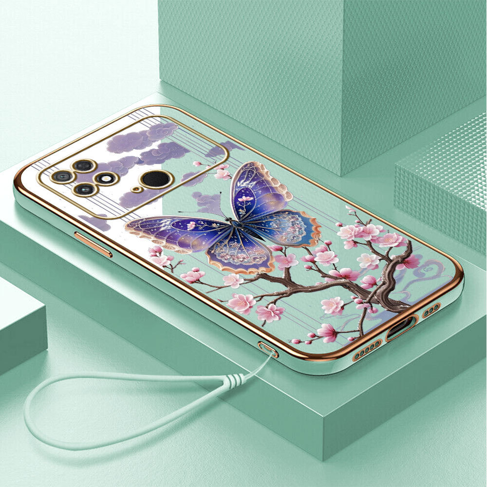 Casing Hp Untuk Xiaomi Poco C40 Lokal Stock Lanyard Gratis Phone Case Softcase Kesing Cassing Kupu-k