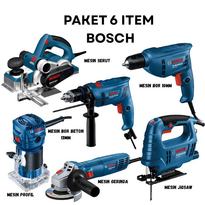 BOSCH Paket 6 Item Original Perkakas Murah Powertools All Bosch Mesin Gerinda Listrik Bor Listrik