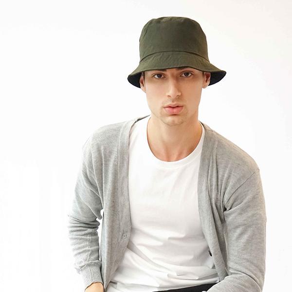 h2e3- Houseofcuff Bucket Hat Topi Polos Bolak Balik Hijau Tua - Hitam