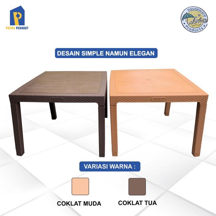 Meja Makan Plastik Motif Rotan Meja Cafe Lubang Payung Tabitha