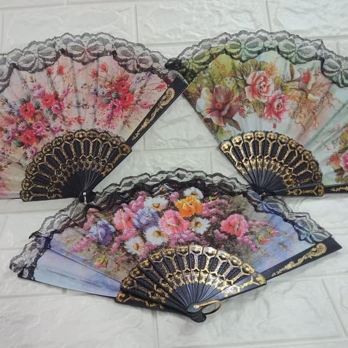 Kipas Souvenir Pernikahan / Kipas Spanyol Hitam / Kipas Lipat Hitam