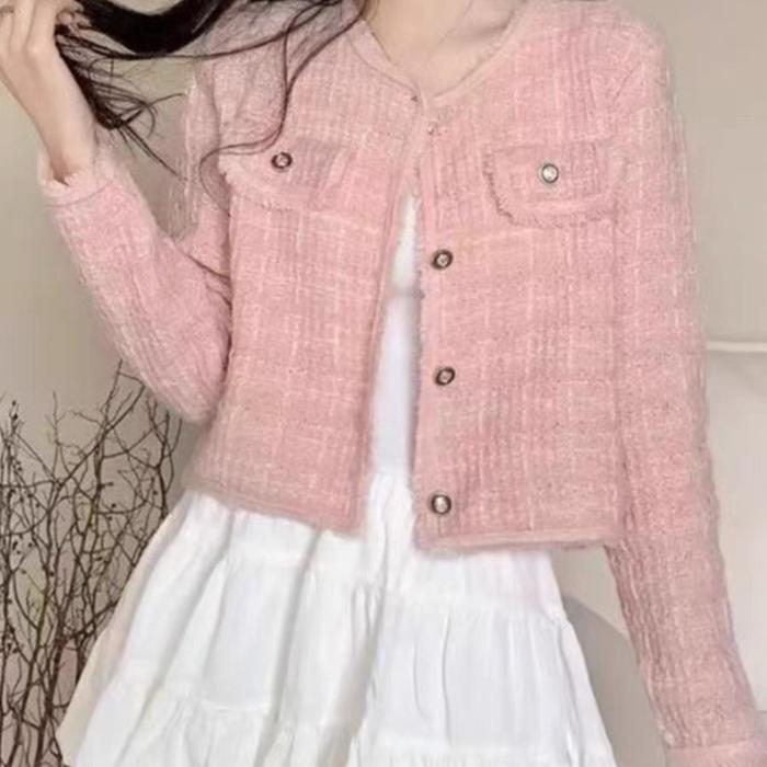 Unik Kardigan Rajut Wanita Kotak Kecil Model 285 Lengan Panjang - Knitwear, Lembut, Outer, Kancing,
