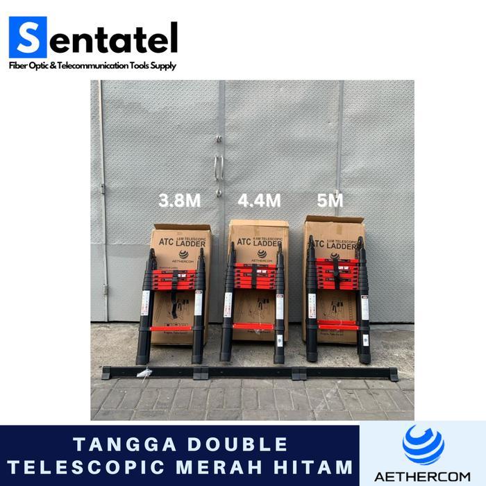 Terbaik Tangga Lipat Double Tanpa Lekukan Alumunium Teleskopik - Merah Hitam Terlaris