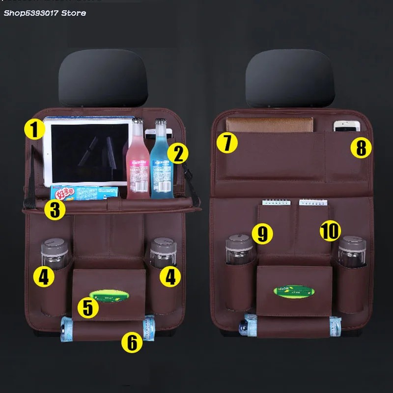 Car Multi-Pocket Pad Cup Storage Holder Foldable Bag Seat Back