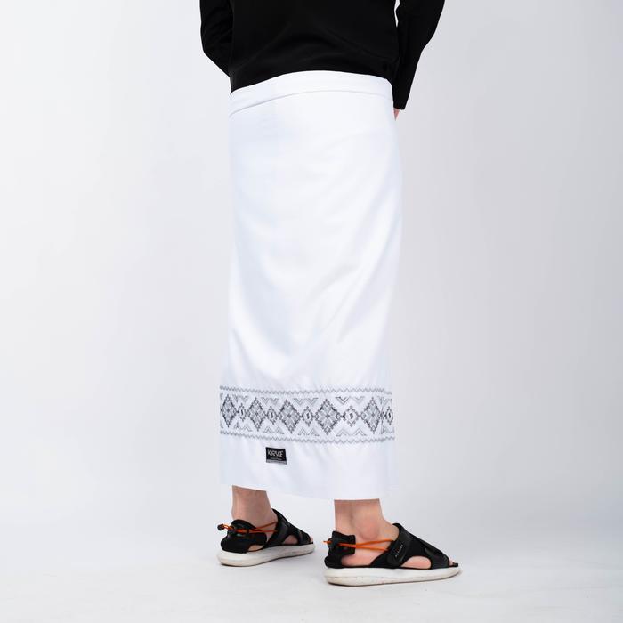 ORIGINAL Katsae - Sarung Bordir Motif Ramy Bordir Timbul Sarung Pria Dewasa Warna Putih Sarung
